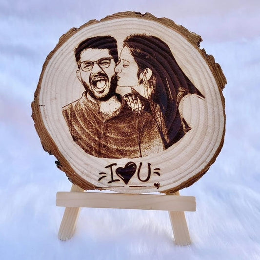 Customize Roud Wood With Photo And Text