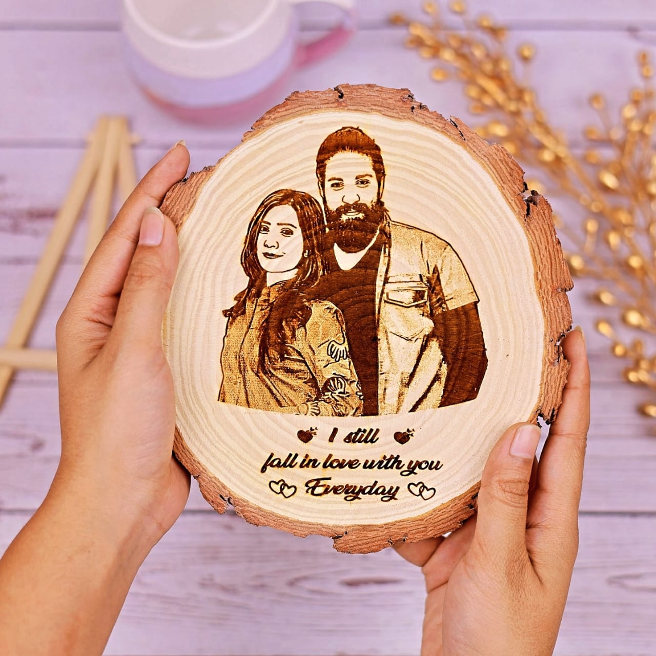 Customize Round Wood With Text And Photo