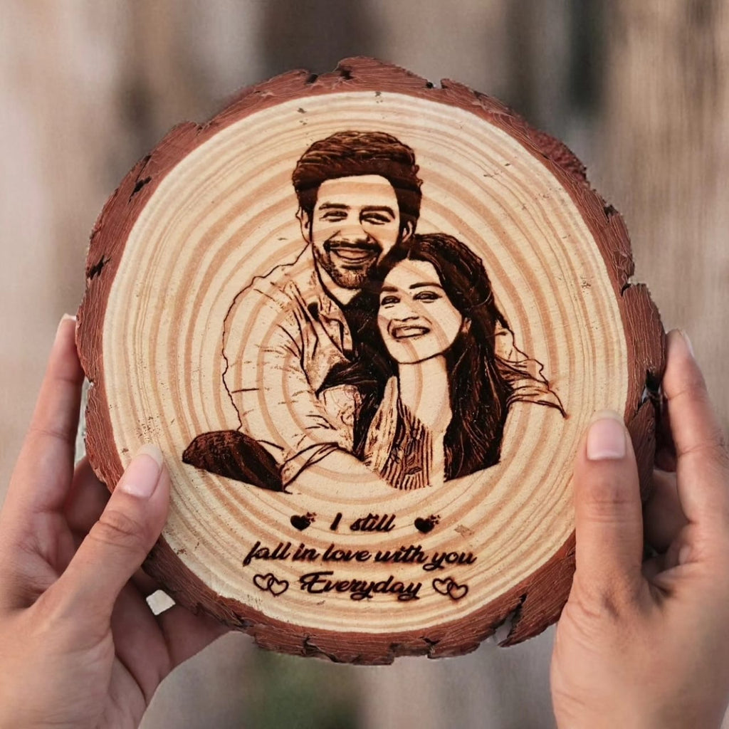 Customize Round Wood With Text And Photo