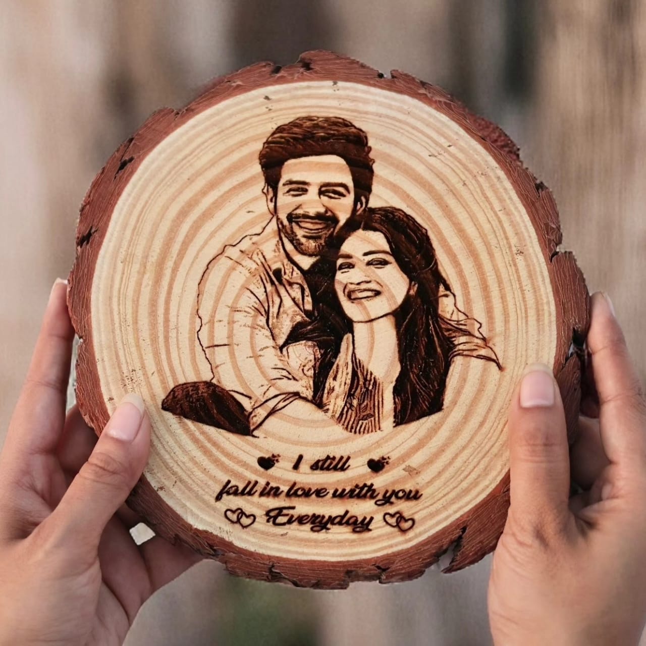 Customize Round Wood With Text And Photo